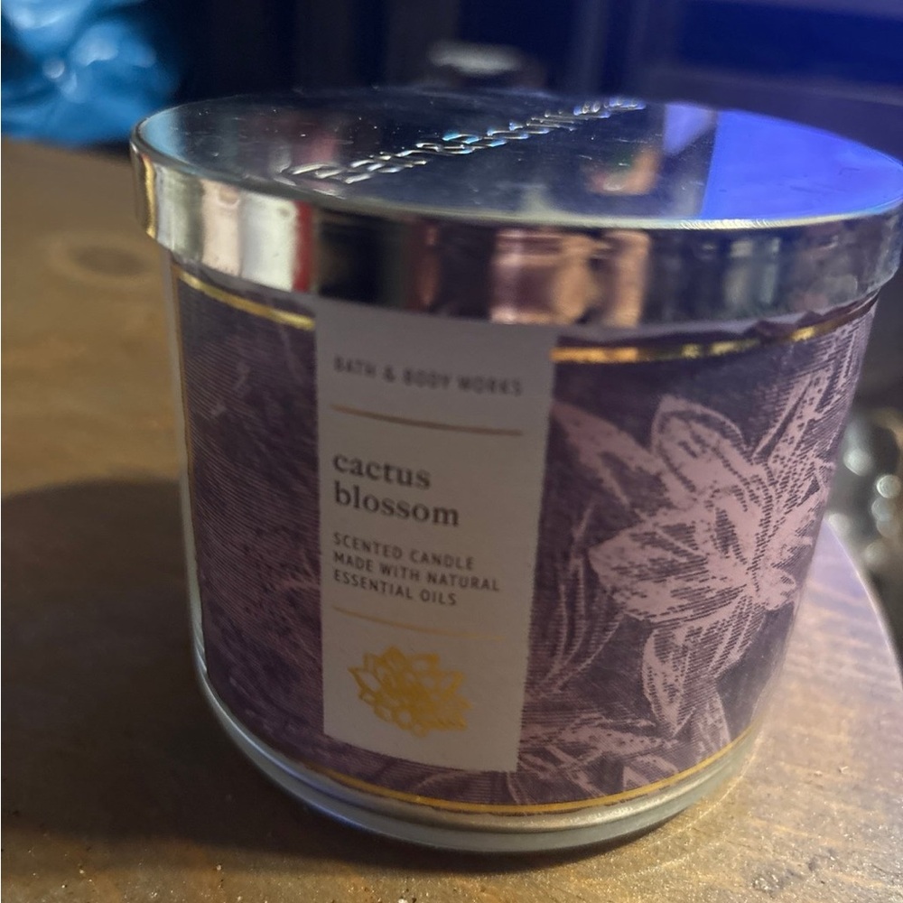 Bath & Body Works Cactus Blossom Candle with Purple and Gold Accents